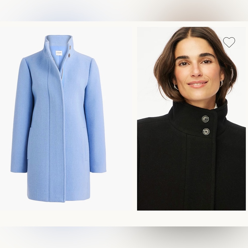 J. Crew Women's Light Blue City Coat with Button Neck